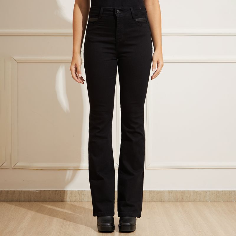 Calca-Feminina-Jeans-Boot-Cut---Preto