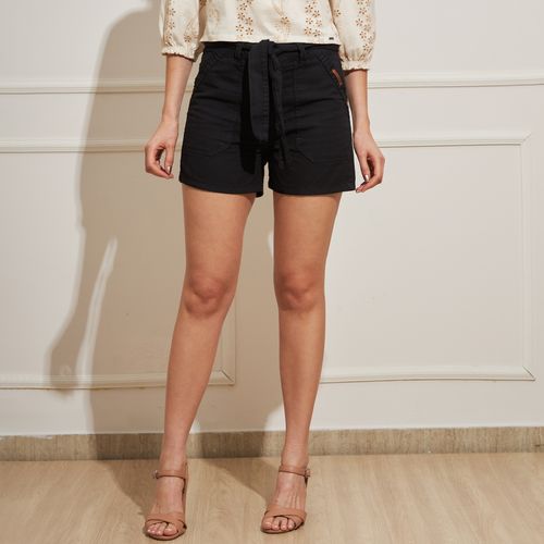 Shorts Feminino Sarja Com Cinto