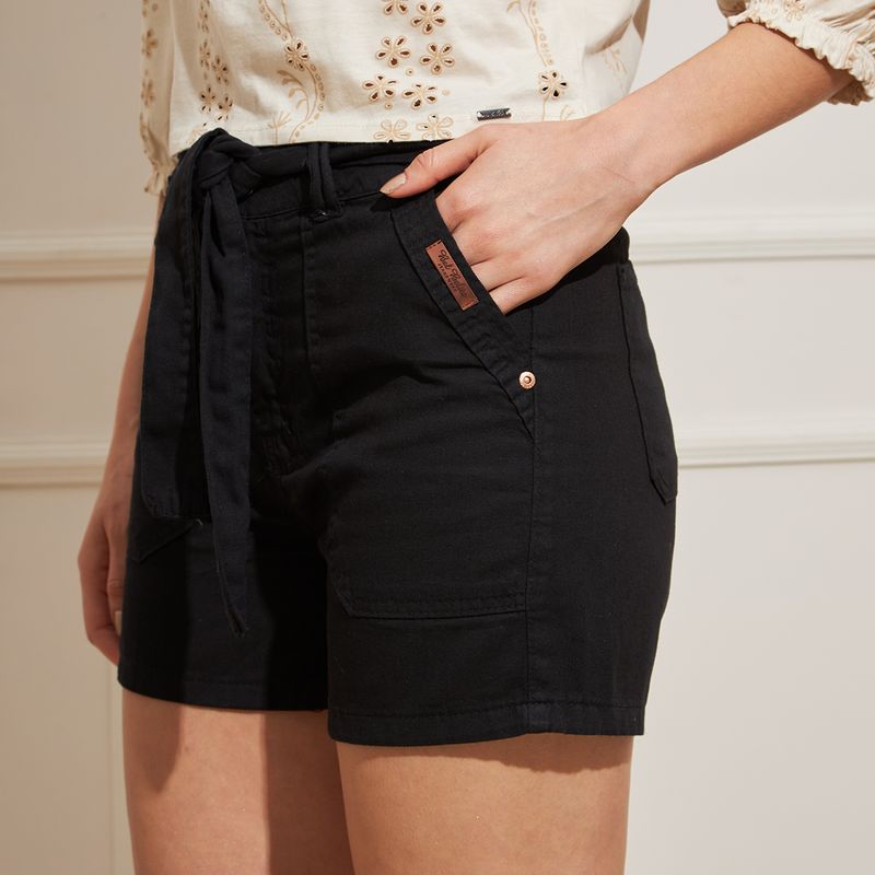 Shorts-Feminino-Sarja-Com-Cinto---Preto