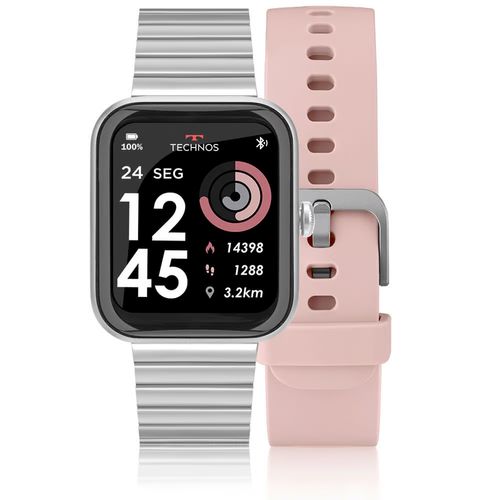 Smartwatch Technos Connect MAX Prata e Rosa