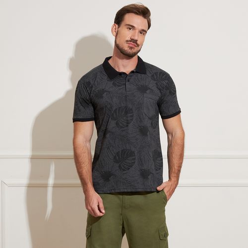 Camisa Polo Masculina com Estampa Folhas Mangas Curtas e Bolso – Jhon Anthony