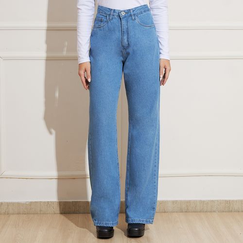 Calça Jeans Feminina Clássica Lavagem Média Cintura Alta