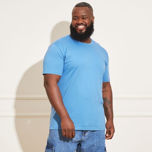 Camiseta Masculina Básica Plus Size Mangas Curtas e Gola Redonda
