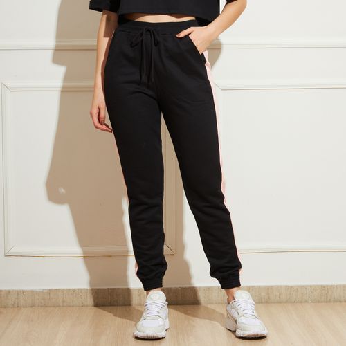 Calça Feminina Moletom Jogger com Detalhe em Recorte - Basic Sou
