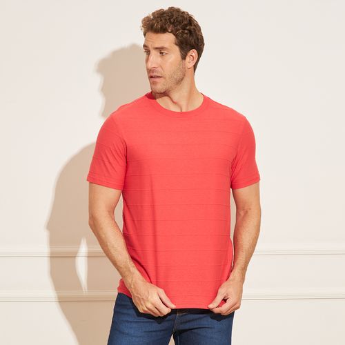 Camiseta Masculina com Detalhe Gola Careca e Manga Curta – Vermelha