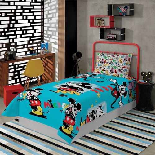 Jogo de Cama Solteiro Microfibra Mickey 2 Peças