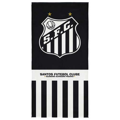 Toalha de Banho Aveludada Adulto do Santos Futebol Clube - Preta