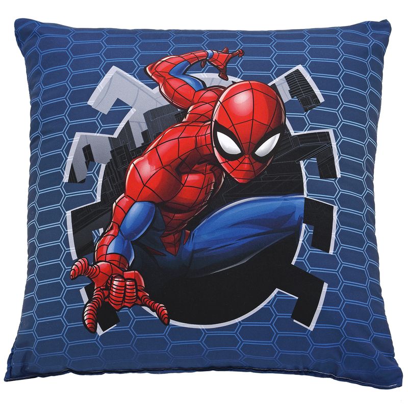 Almofada-Estampada-Hedrons-Marvel-Spiderman-Emblema-Azul-43x43cm