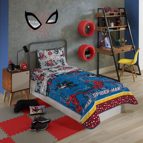 Edredom Dupla Face Solteiro Spider Man 140x210cm