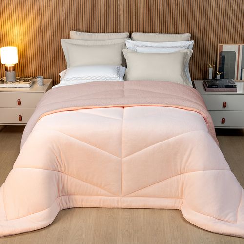 Coberdrom Dupla Face Queen com Sherpa Winter Colors 2,40m x 2,60m Rosé Lavive