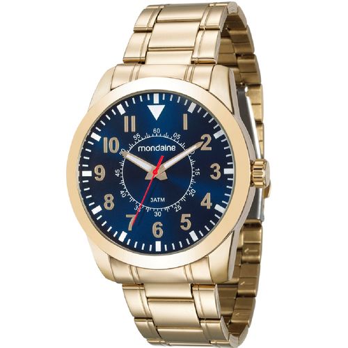 Relógio Masculino Visor Azul Dourado