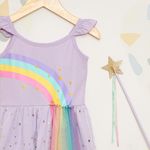 Vestido-Infantil-Lilas-com-Arco-iris-e-Tule-Estrelado