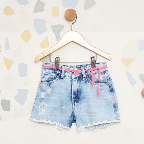 Shorts Jeans Infantil com Cintura Ajustável e Detalhes Rasgados