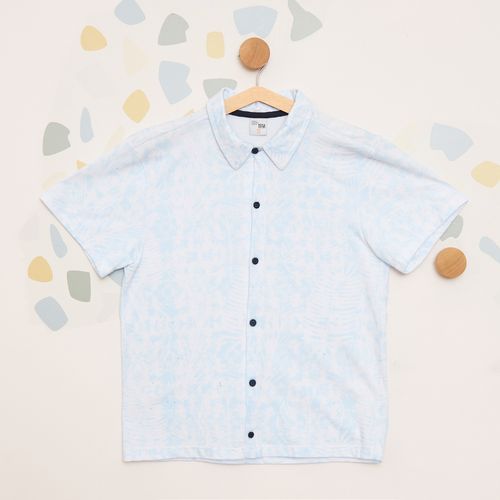 Camisa Infantil Masculina Estampada Azul Claro