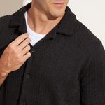 Camisa-Masculina-Casual-com-Textura---Preta