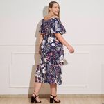 Vestido-Midi-Plus-Size-Estampado-com-Ombro-a-Ombro---Floral---Azul
