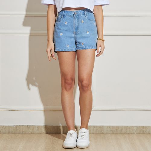 Shorts Jeans Feminino Bordado