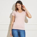 Camiseta-Feminina-Basica-com-Decote-V-–-Rosa-Claro