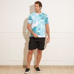 Camiseta-masculina-estampada-folhas---Branco-com-Azul