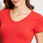 Blusa-Feminina-Basica-Manga-curta-com-Decote-em-V---Vermelha