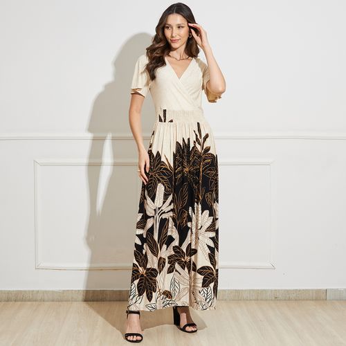 Vestido Feminino Transpassado Barra Estampada Art Livre