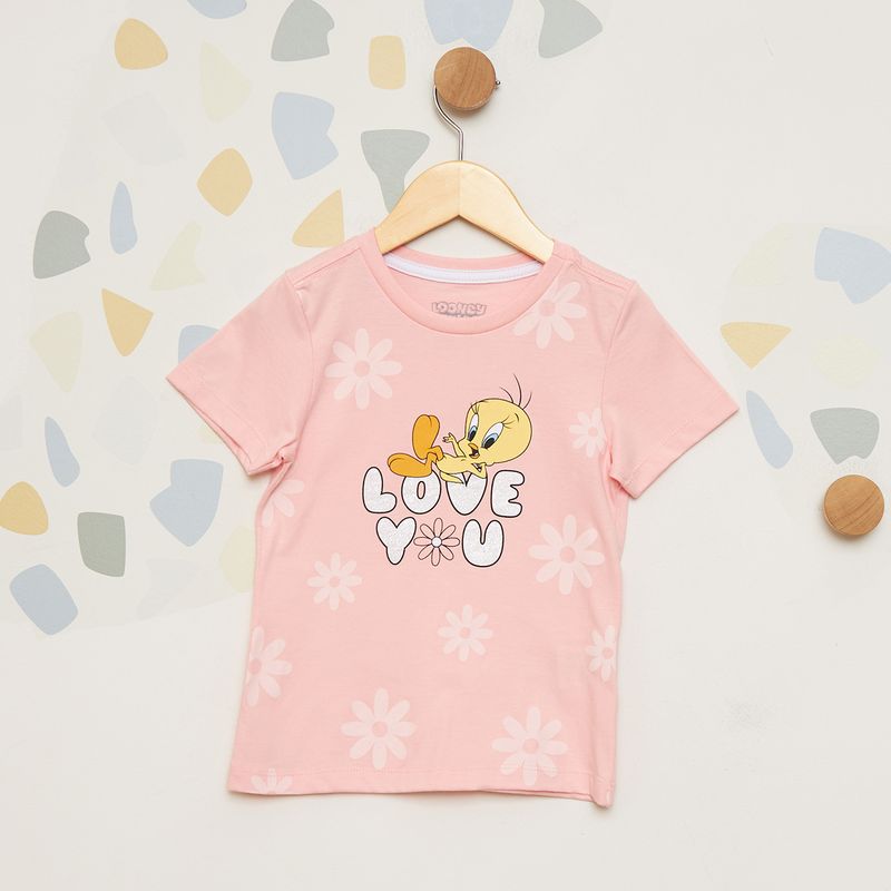 Blusa-Infantil-Manga-Curta-Estampa-Piu-Piu-Rosa-Aguia-Tex