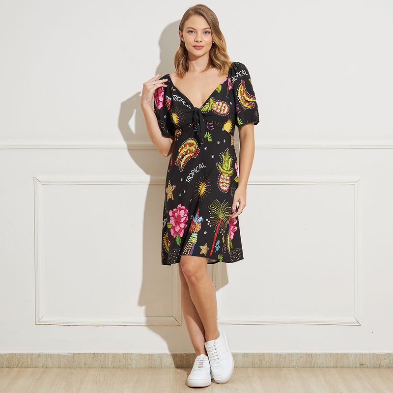 Vestido-Evase-Estampa-Tropical-Lastex-Costas-Paradoxos