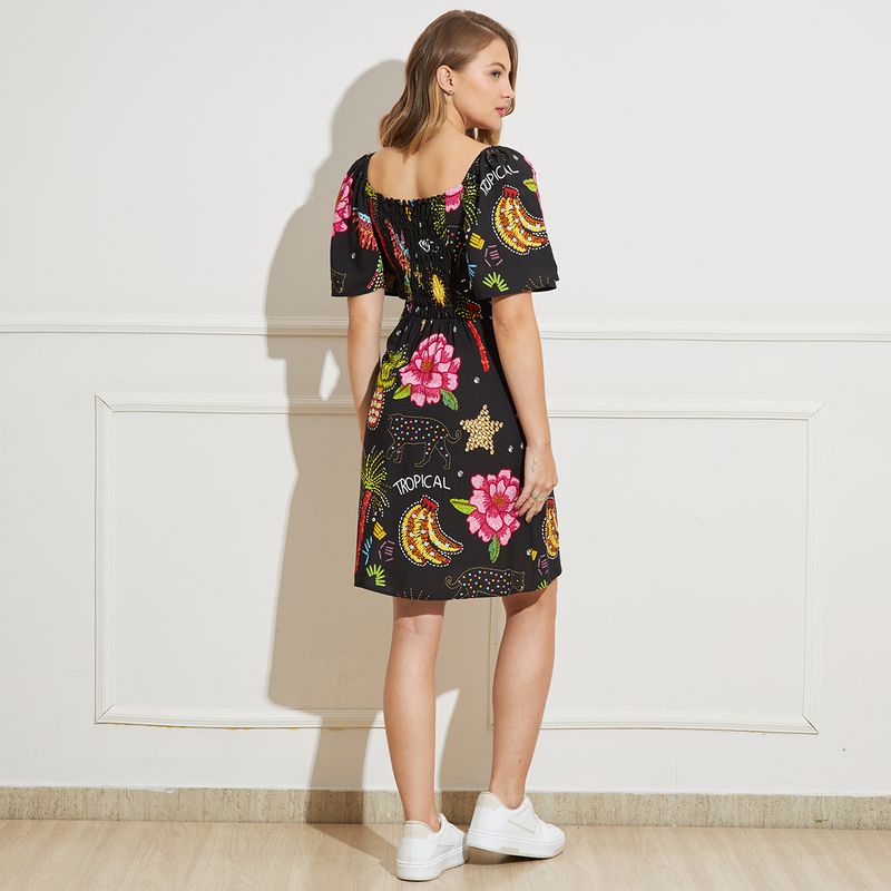 Vestido-Evase-Estampa-Tropical-Lastex-Costas-Paradoxos