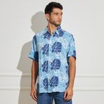 Camisa-Masculina-Estampa-Floral-Azul