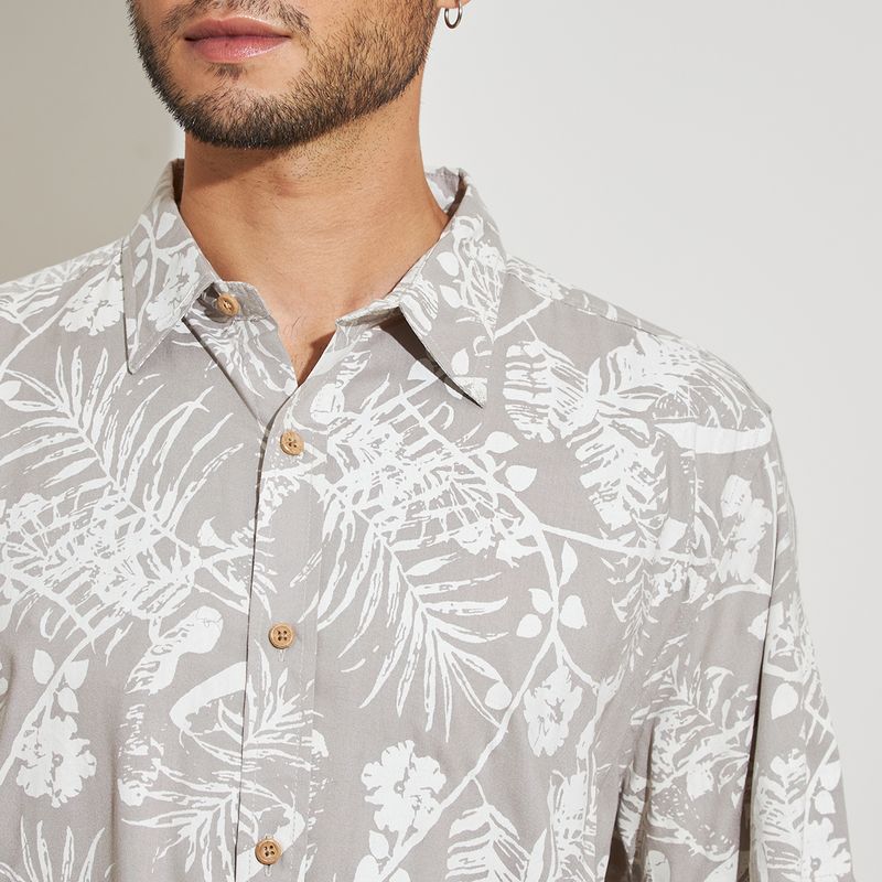 Camisa-Masculina-Estampa-Botanica-Cinza