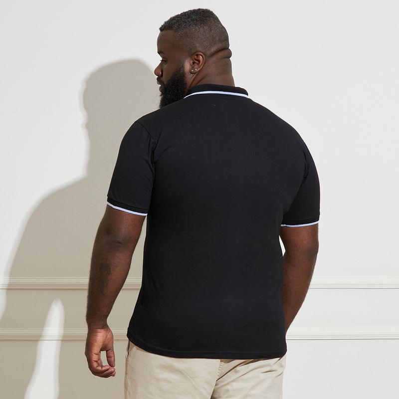 Camisa-Polo-Masculina-Plus-Size-Preta