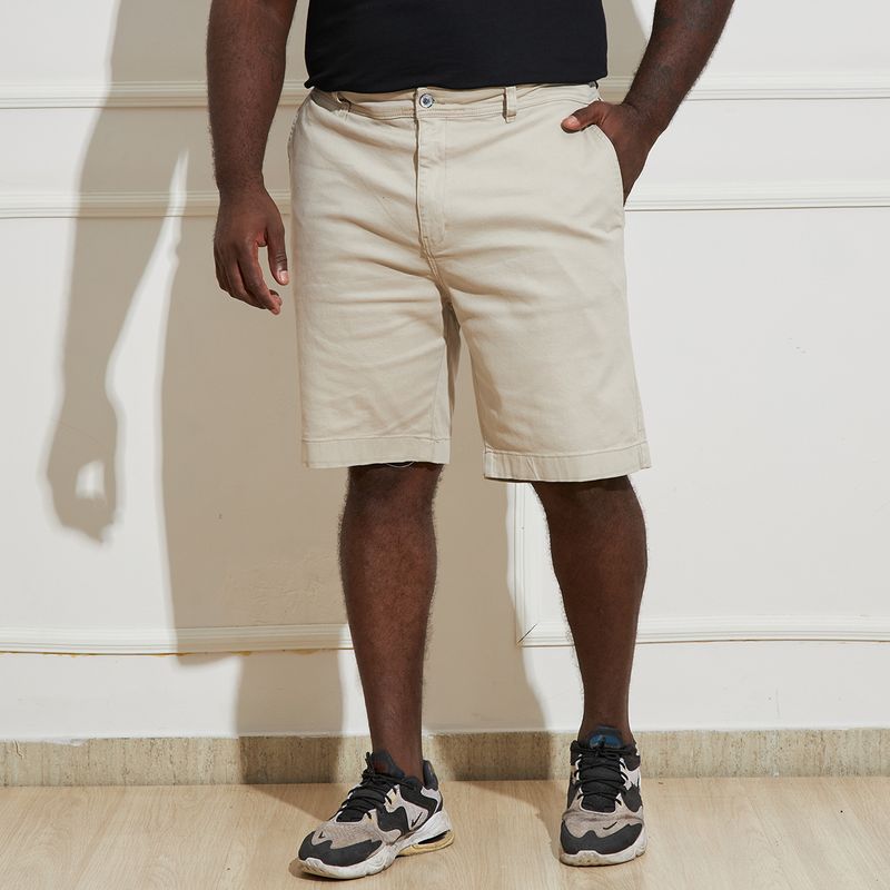 Bermuda-Masculina-Plus-Size-Sarja-Areia