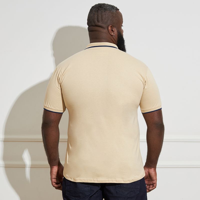 Camisa-Polo-Masculina-Plus-Size-Bege