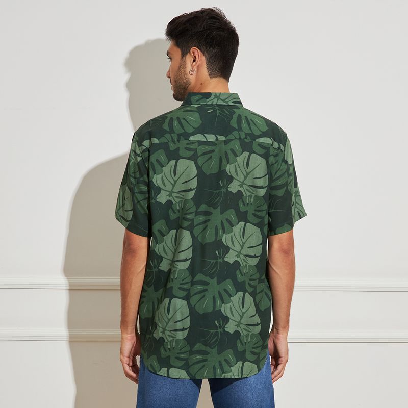 Camisa-Masculina-Estampa-Floral-Verde