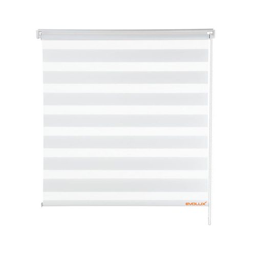 Persiana Em Rolo Duplo Zebrada 120cm  x 160cm Para Quarto E Sala Branco