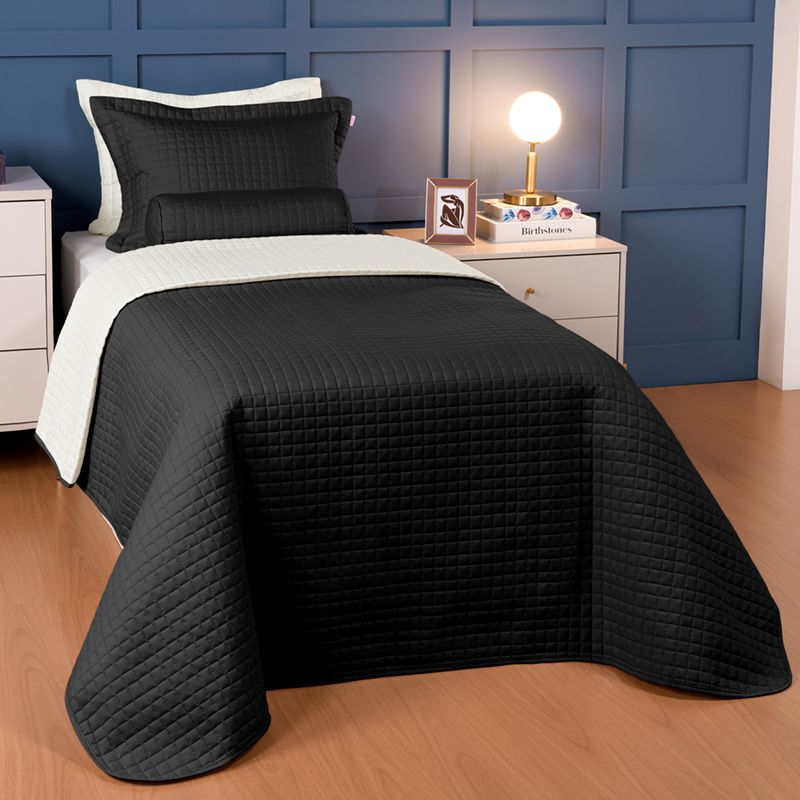 Cobre Leito Solteiro Dupla Face Preto e Off-white Lavive