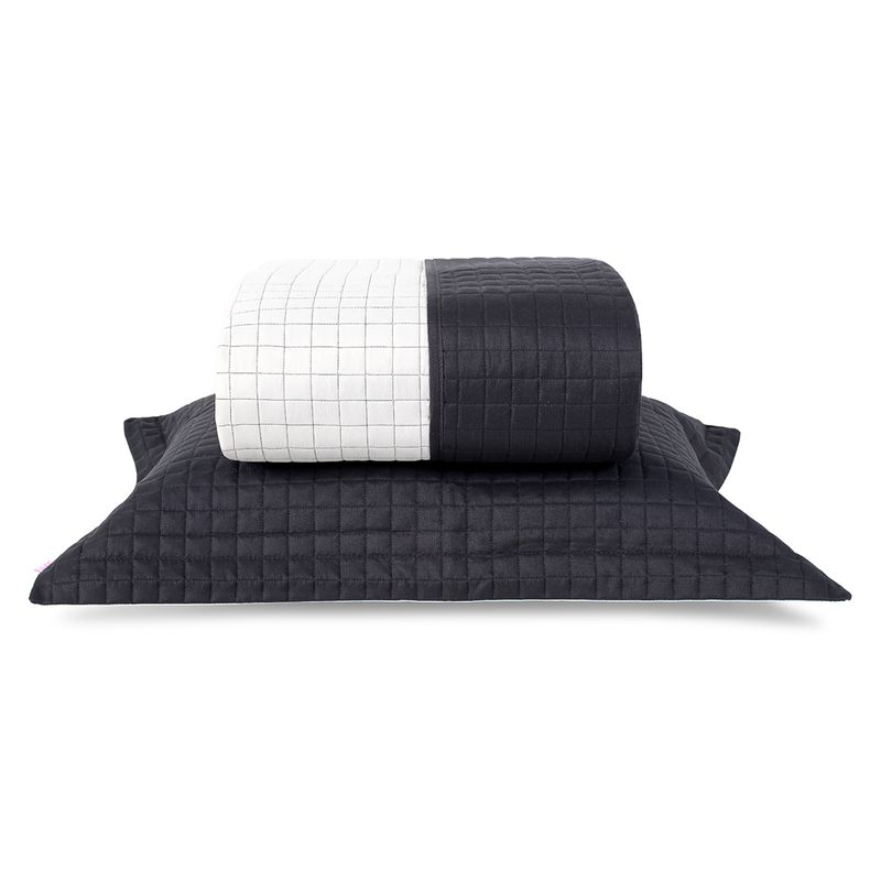 Cobre-Leito-Casal-Queen-Dupla-Face-Preto-e-Off-white-Lavive-