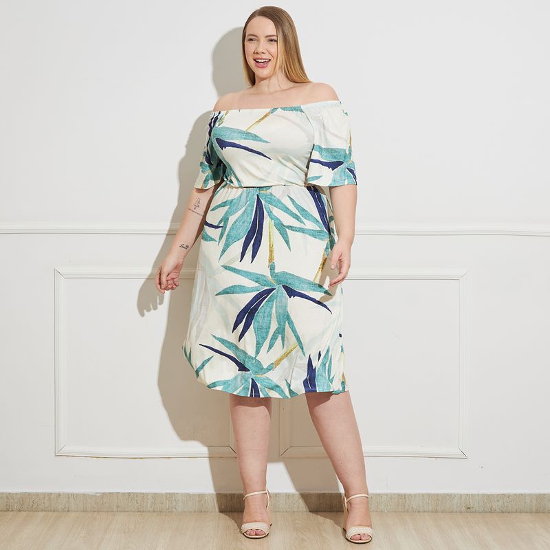 Vestido-Midi-Feminino-Plus-Size-Estampa-Tropical-