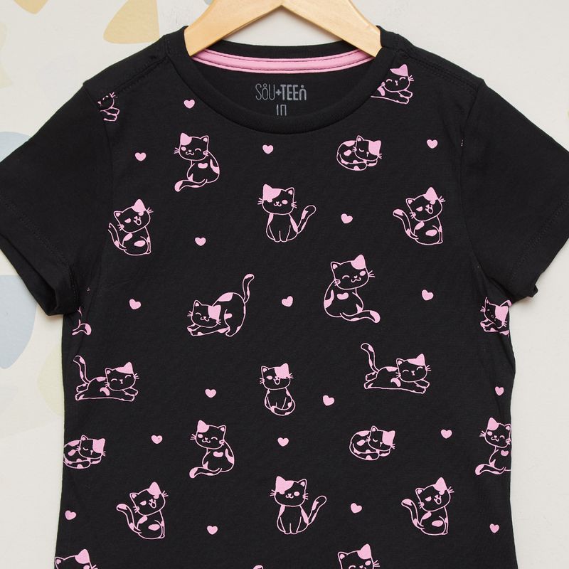 Blusa-Infantil-Estampa-Gatos-Preta