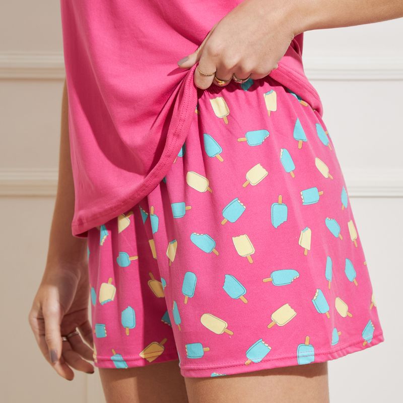 -Pijama-Feminino-Manga-Curta-e-Shorts-Estampa-Picoles-Pink