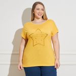 Blusa-Feminina-Plus-Size-Viscose-Estampa-Estrela-Amarela