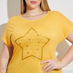 Blusa-Feminina-Plus-Size-Viscose-Estampa-Estrela-Amarela