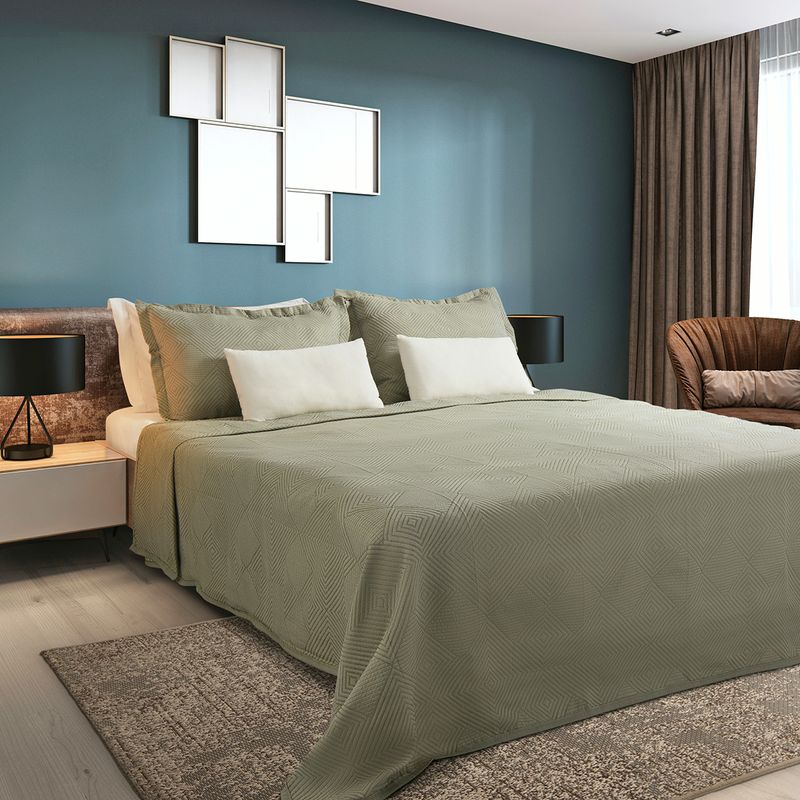 Kit-Colcha-Casal-Montblanc-Cairo-3-Pecas-Verde-Oliva-J.-Serrano