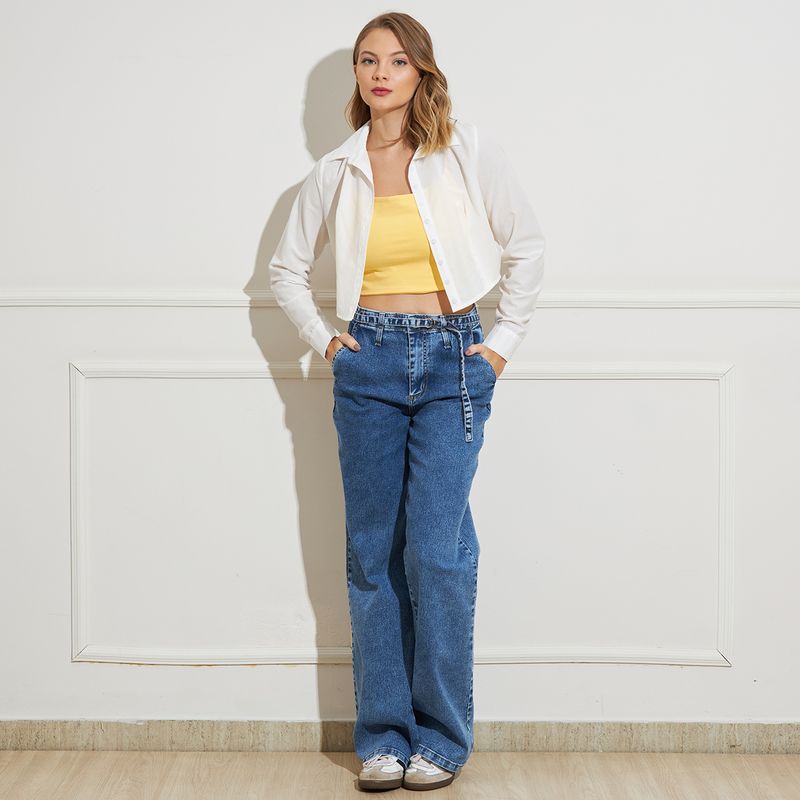 Calca-Jeans-Feminina-Wide-Leg-com-Cinto-Sawary