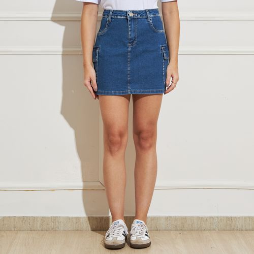 Sawary Saia Jeans Feminina Cargo