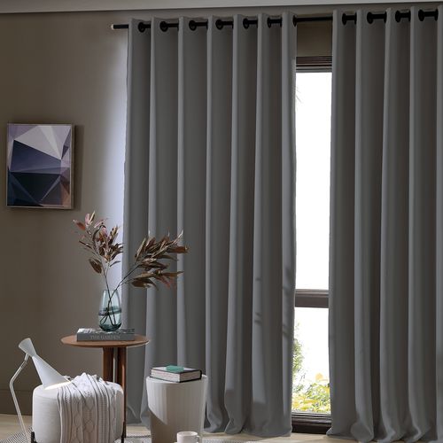 Cortina Corta Luz Tecido Brilho Liso Cinza 1,70m x 2,60m Bella Janela