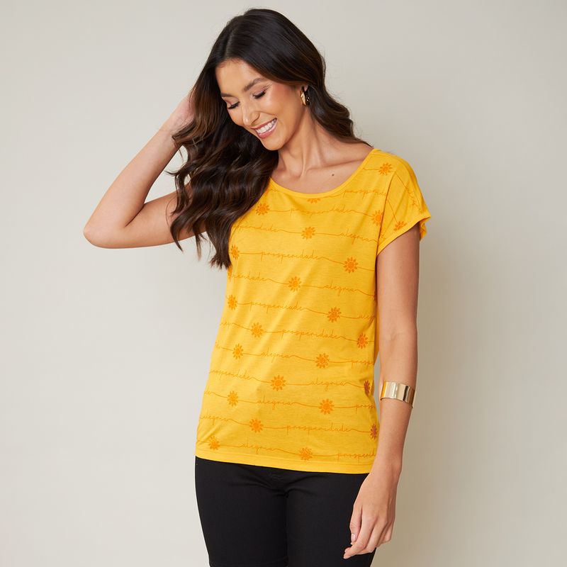 Blusa-Feminina-Viscose-Estampa-Amarela