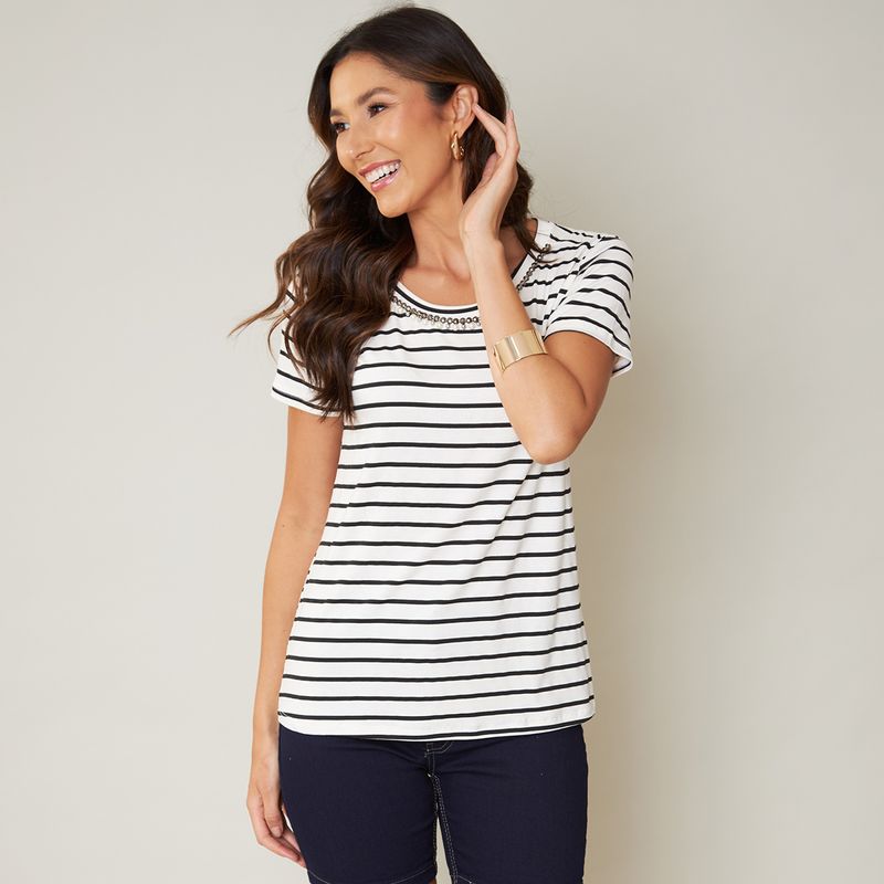 Blusa-Feminina-Listrada-Decote-Bordado