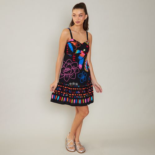 Vestido Estampado Alça Larga Viscose