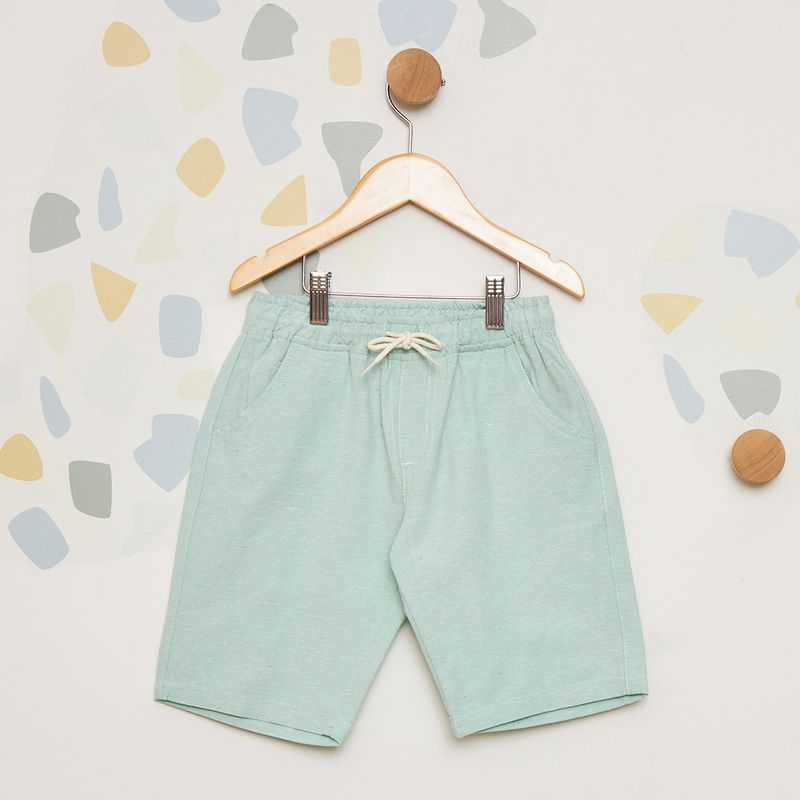 Bermuda-Infantil-de-Moletom-Eco-Verde-com-Cos-Ajustavel-
